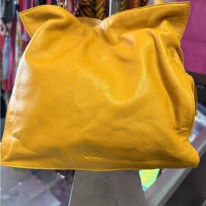 Loewe Flamenco Drawstring Bag – Mustard Yellow Calfskin – Made in Spain